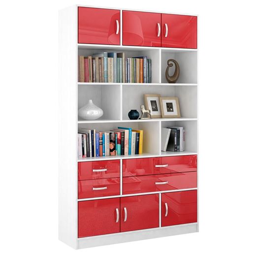 Стеллаж в комплекте Либерти-62 Глянец белый / красный