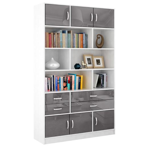 Стеллаж в комплекте Либерти-62 Глянец белый / серый