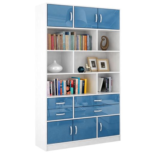 Стеллаж в комплекте Либерти-62 Глянец белый / синий