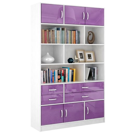 Стеллаж в комплекте Либерти-62 Глянец белый / фиолетовый
