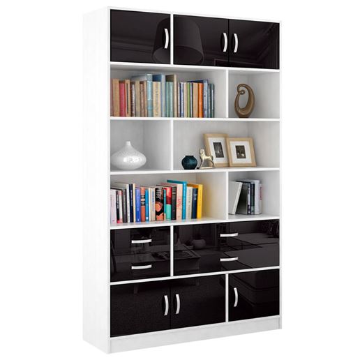 Стеллаж в комплекте Либерти-62 Глянец белый / чёрный