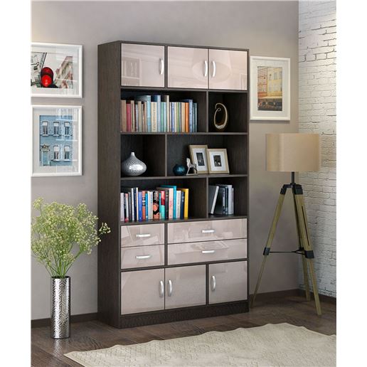 Стеллаж в комплекте Либерти-62 Глянец венге / капучино