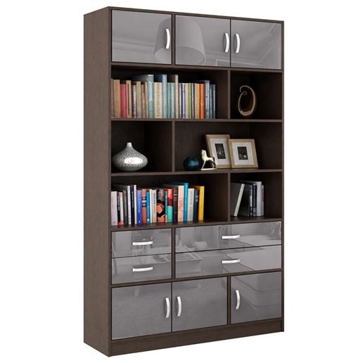 Стеллаж в комплекте Либерти-62 Глянец венге / серый