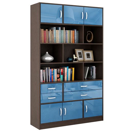 Стеллаж в комплекте Либерти-62 Глянец венге / синий