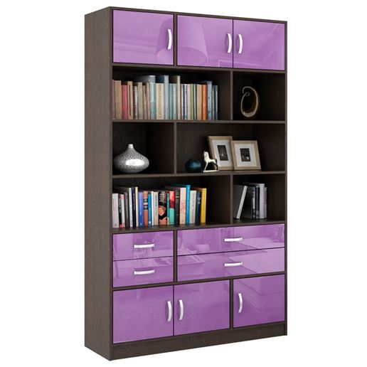 Стеллаж в комплекте Либерти-62 Глянец венге / фиолетовый