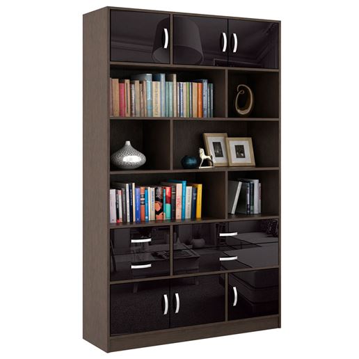 Стеллаж в комплекте Либерти-62 Глянец венге / чёрный