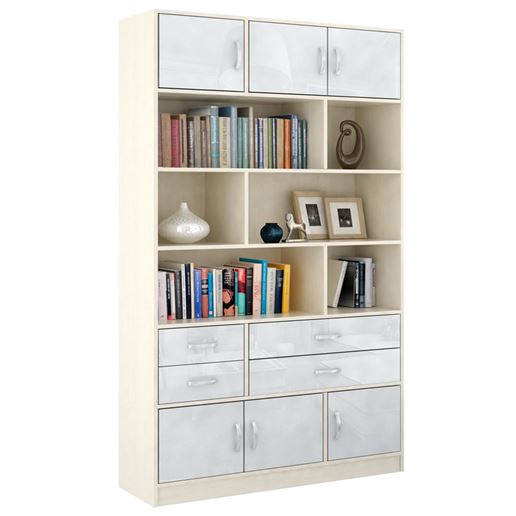 Стеллаж в комплекте Либерти-62 Глянец дуб молочный / белый