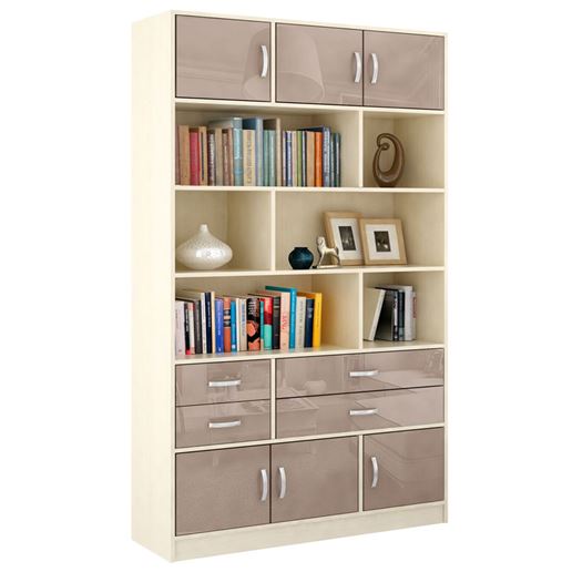 Стеллаж в комплекте Либерти-62 Глянец дуб молочный / капучино