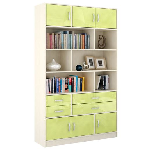 Стеллаж в комплекте Либерти-62 Глянец дуб молочный / лайм