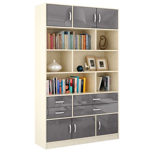 Стеллаж в комплекте Либерти-62 Глянец дуб молочный / серый