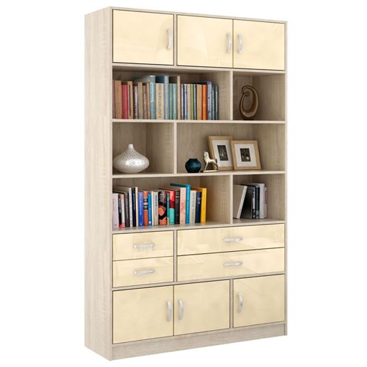 Стеллаж в комплекте Либерти-62 Глянец дуб сонома / бежевый