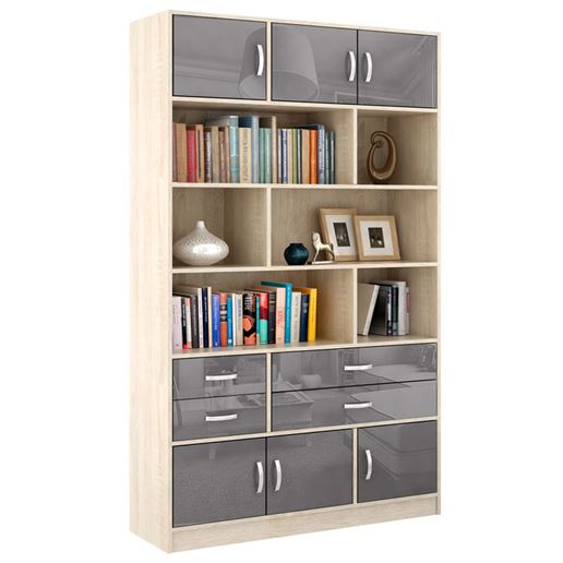 Стеллаж в комплекте Либерти-62 Глянец дуб сонома / серый