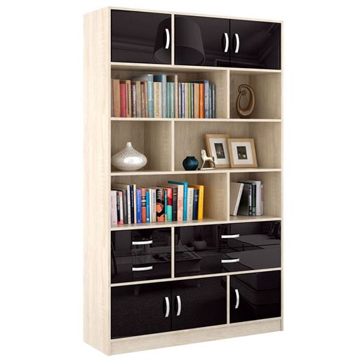 Стеллаж в комплекте Либерти-62 Глянец дуб сонома / чёрный