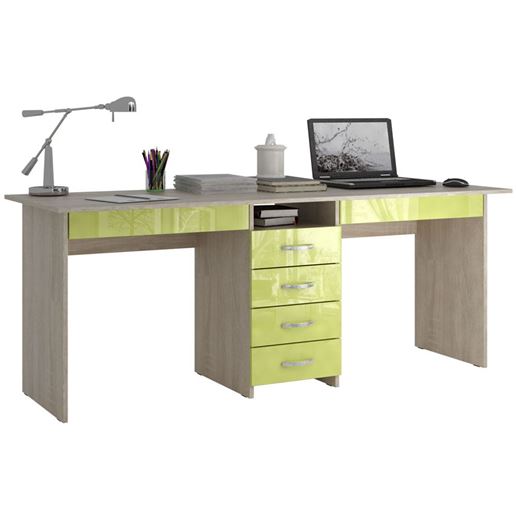 Стол письменный Тандем-2Я Глянец дуб сонома / лайм