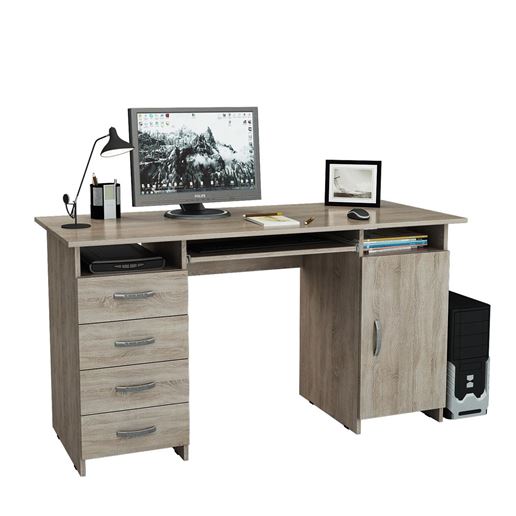 Стол компьютерный Милан-7П, с полкой дуб сонома