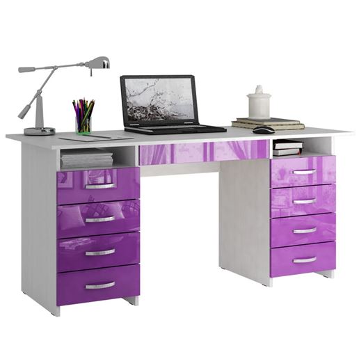 Стол компьютерный Милан-10Я Глянец белый / фиолетовый
