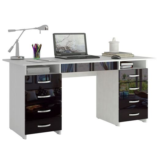 Стол компьютерный Милан-10Я Глянец белый / чёрный