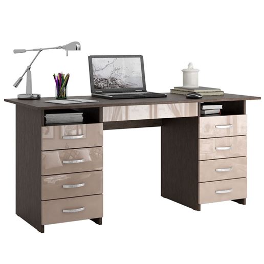 Стол компьютерный Милан-10Я Глянец венге / капучино