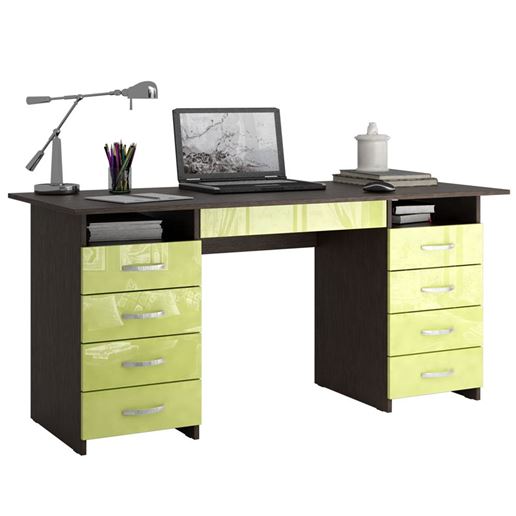 Стол компьютерный Милан-10Я Глянец венге / лайм