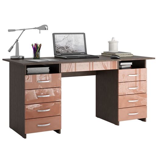 Стол компьютерный Милан-10Я Глянец венге / терракотовый