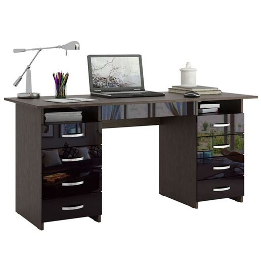 Стол компьютерный Милан-10Я Глянец венге / чёрный