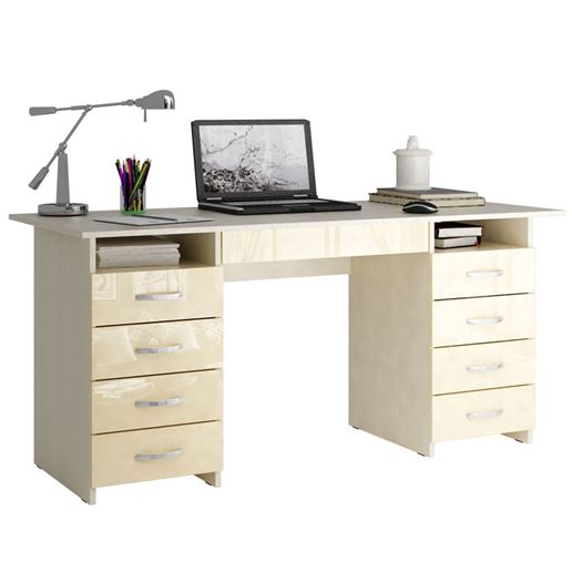 Стол компьютерный Милан-10Я Глянец дуб молочный / бежевый