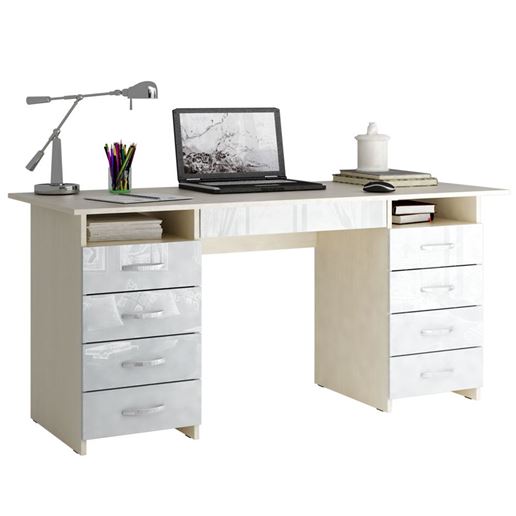 Стол компьютерный Милан-10Я Глянец дуб молочный / белый