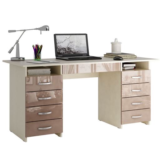 Стол компьютерный Милан-10Я Глянец дуб молочный / капучино