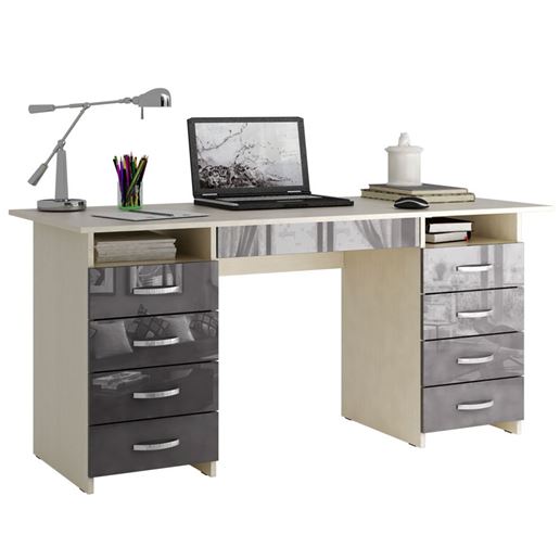 Стол компьютерный Милан-10Я Глянец дуб молочный / серый