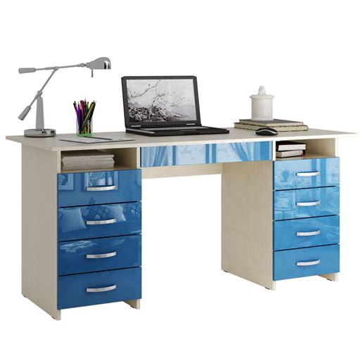 Стол компьютерный Милан-10Я Глянец дуб молочный / синий