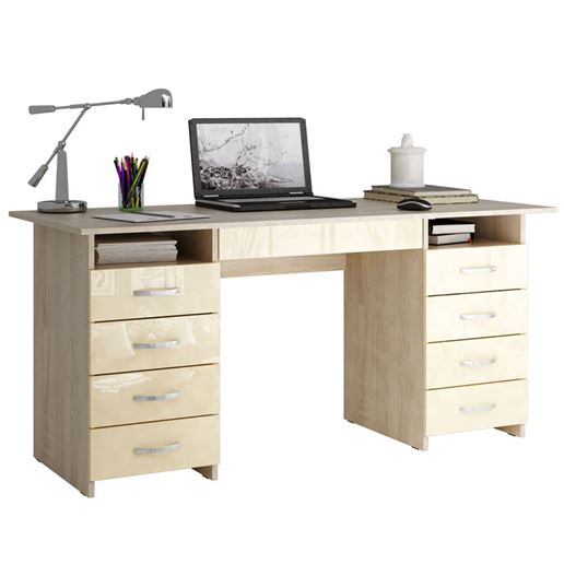 Стол компьютерный Милан-10Я Глянец дуб сонома / бежевый