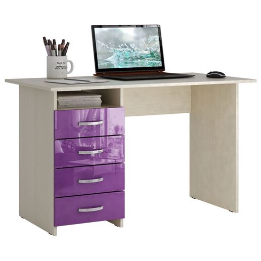 Стол письменный Милан, Левый/Правый Глянец дуб молочный / фиолетовый