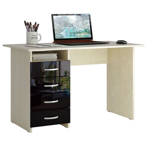 Стол письменный Милан, Левый/Правый Глянец дуб молочный / чёрный