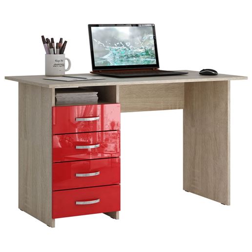 Стол письменный Милан, Левый/Правый Глянец дуб сонома / красный