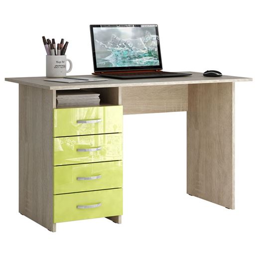 Стол письменный Милан, Левый/Правый Глянец дуб сонома / лайм