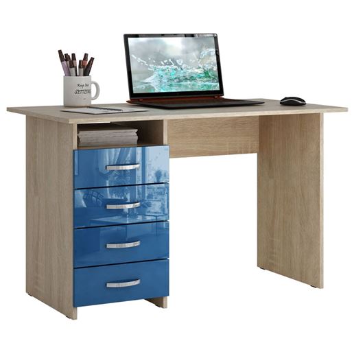 Стол письменный Милан, Левый/Правый Глянец дуб сонома / синий