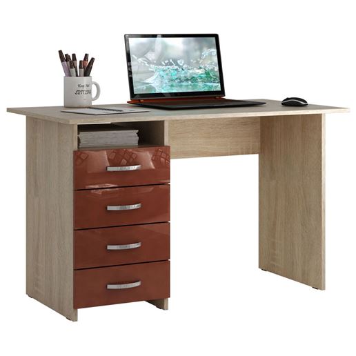 Стол письменный Милан, Левый/Правый Глянец дуб сонома / терракотовый