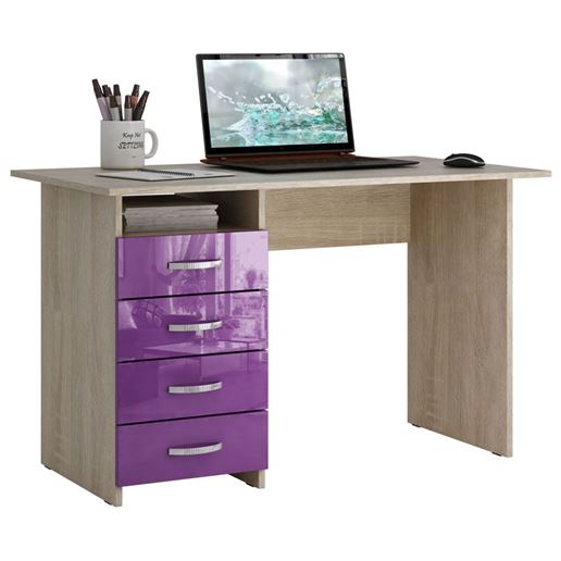 Стол письменный Милан, Левый/Правый Глянец дуб сонома / фиолетовый