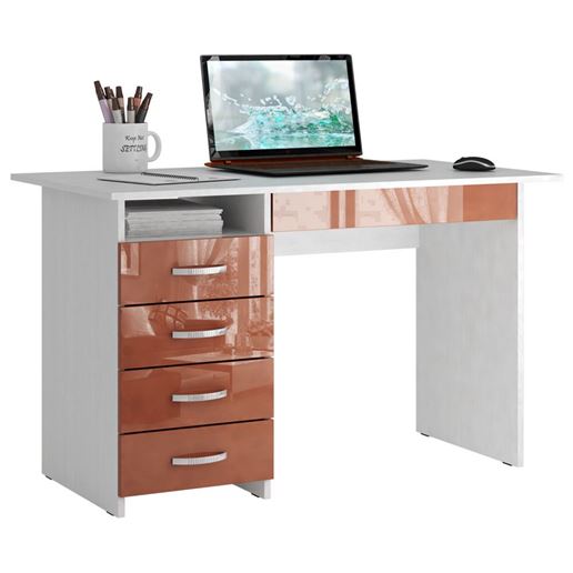 Стол письменный Милан-1 Глянец белый / терракотовый