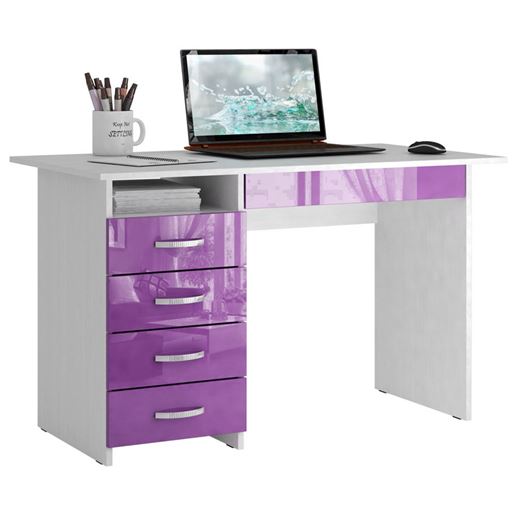 Стол письменный Милан-1 Глянец белый / фиолетовый