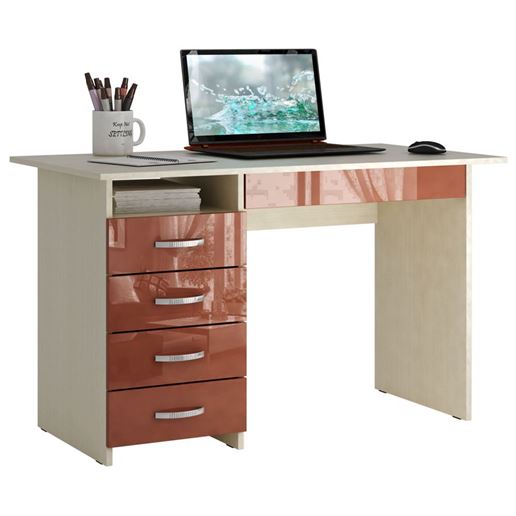 Стол письменный Милан-1 Глянец дуб молочный / терракотовый