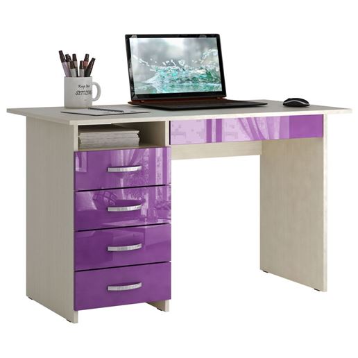 Стол письменный Милан-1 Глянец дуб молочный / фиолетовый