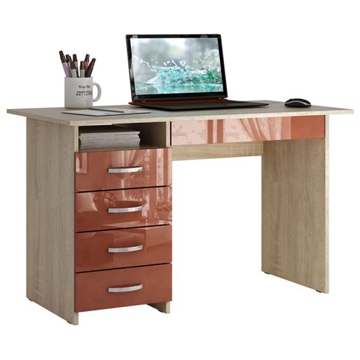 Стол письменный Милан-1 Глянец дуб сонома / терракотовый