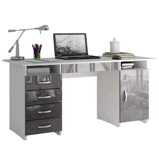 Стол письменный Милан-7Я Глянец белый / серый