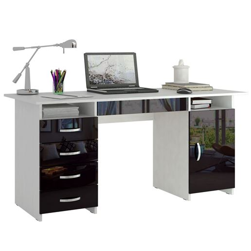 Стол письменный Милан-7Я Глянец белый / чёрный