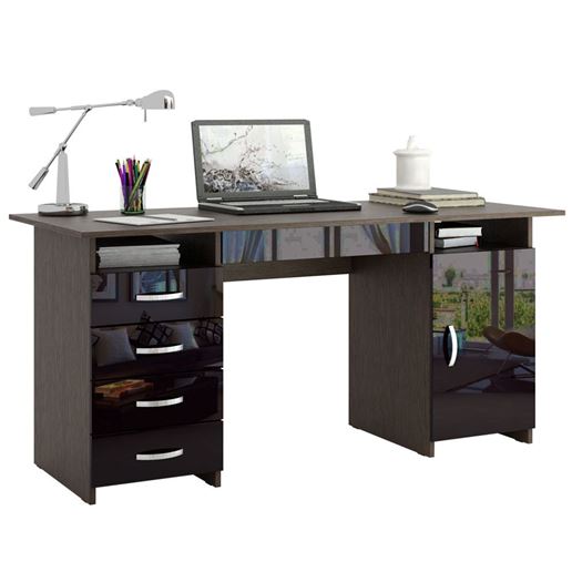 Стол письменный Милан-7Я Глянец венге / чёрный