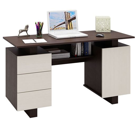 Стол компьютерный Ренцо-3 венге / дуб молочный