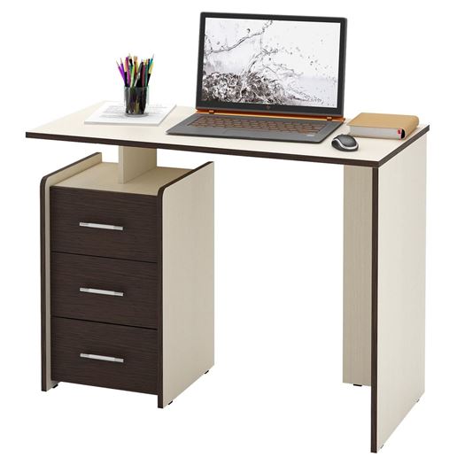 Стол письменный Слим-1, прямой дуб молочный / венге