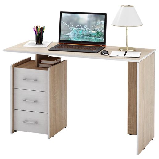 Стол письменный Слим-2, прямой дуб сонома / белый