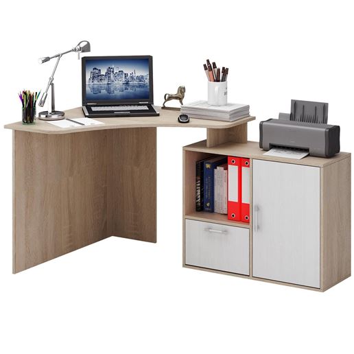 Стол угловой Корнет-2 дуб сонома / белый